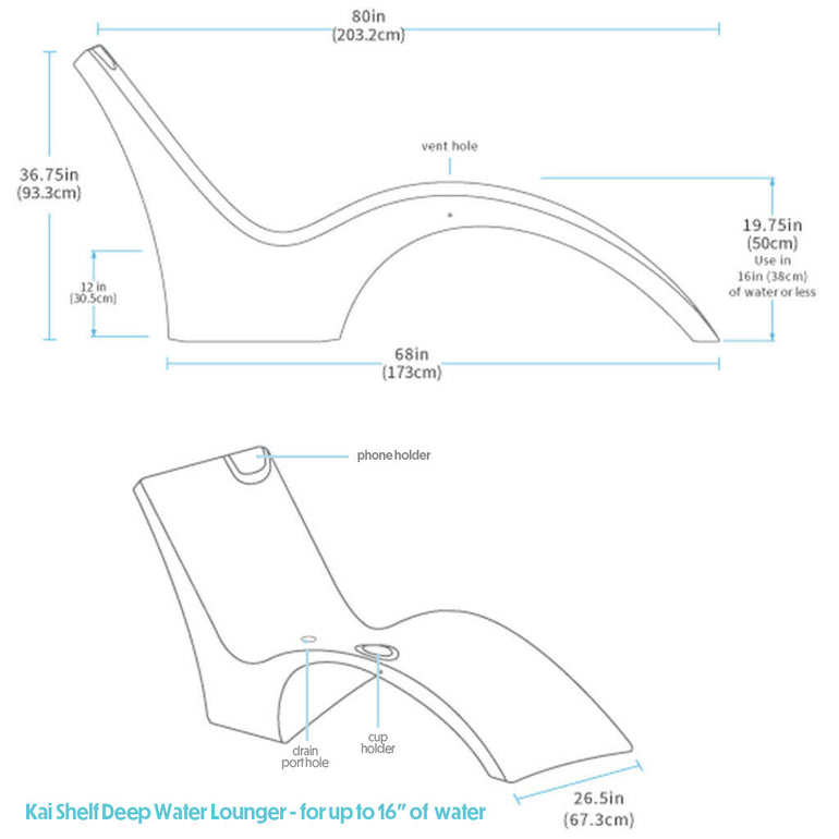 Kai Deep Water Shelf Lounger, White | Pool Lounge Chair