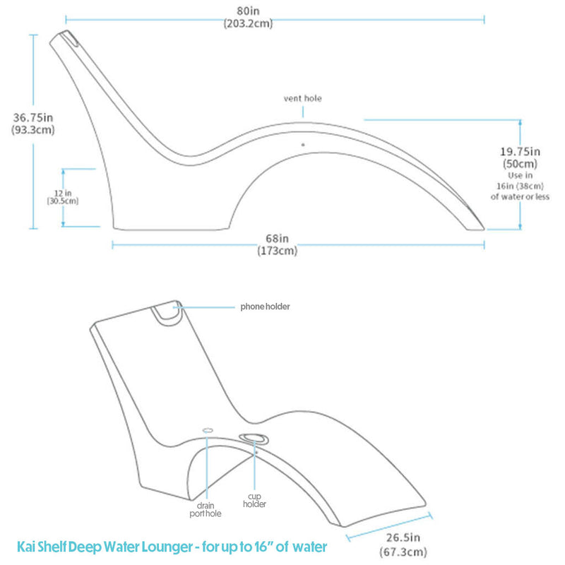 Kai Deep Water Shelf Lounger, White | Pool Lounge Chair