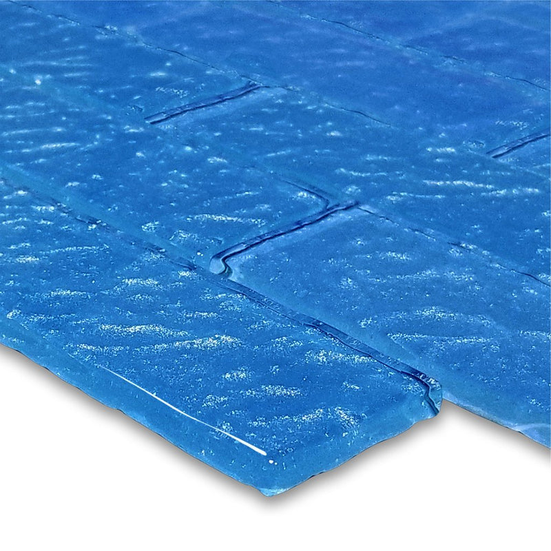 Blue 2" x 6" Glass Subway Tile | MS826B1 | Moonscape Series Pool Tile by Artistry in Mosaics