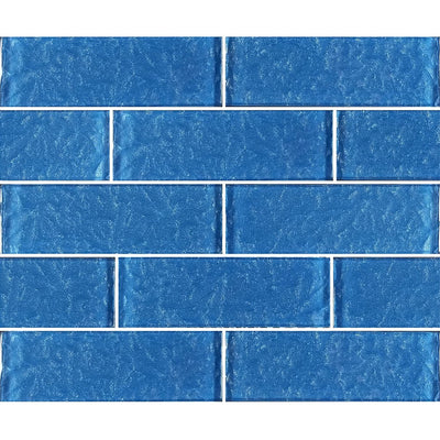 Blue 2" x 6" Glass Subway Tile | MS826B1 | Moonscape Series Pool Tile by Artistry in Mosaics