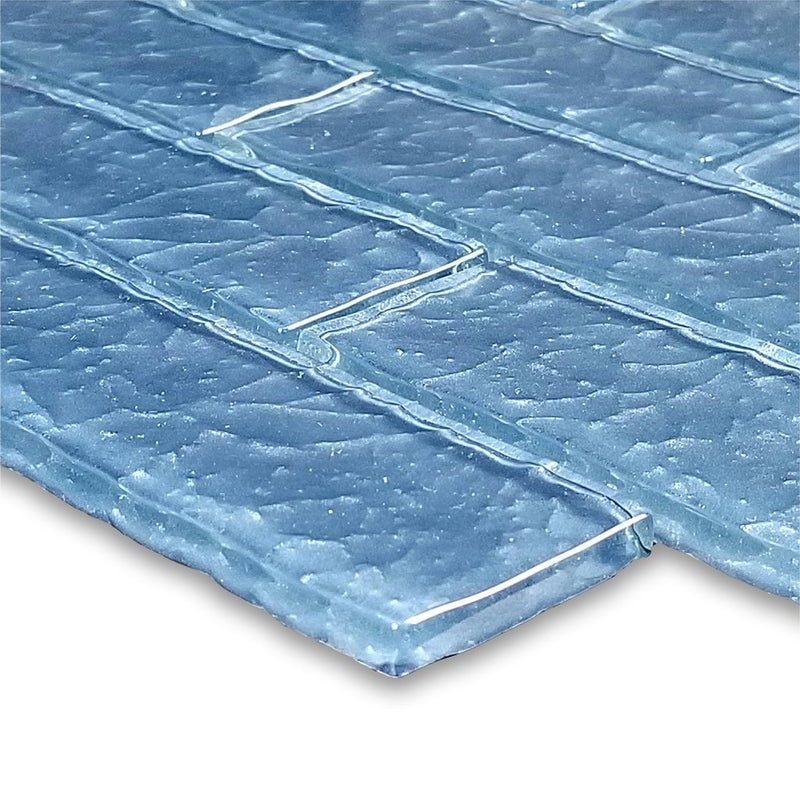 Steel Blue 2" x 6" Glass Subway Tile | MS826B2 | Moonscape Series Glass Pool Tile by Artistry in Mosaics