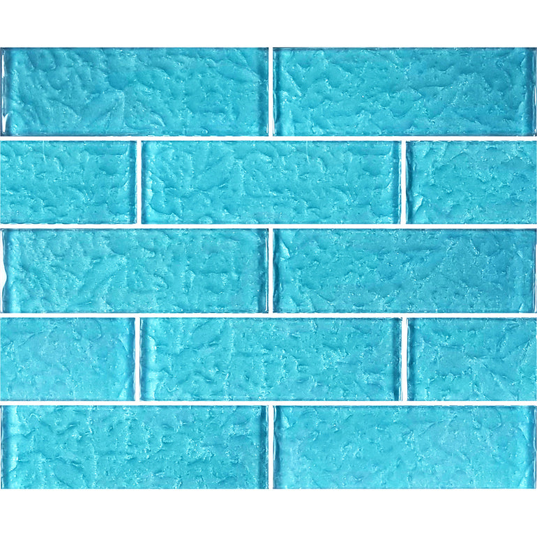 Turquoise 2" x 6" Glass Subway Tile | MS826T3 | Moonscape Series Pool Tile
