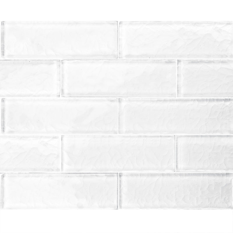 White 2" x 6" Glass Subway Tile | MS826W2 | Moonscape Series Pool Tile