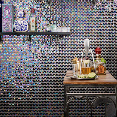 Disco Iridescent, 5/8" x 5/8" Glass Mosaic Tile | Murrine Mosaics