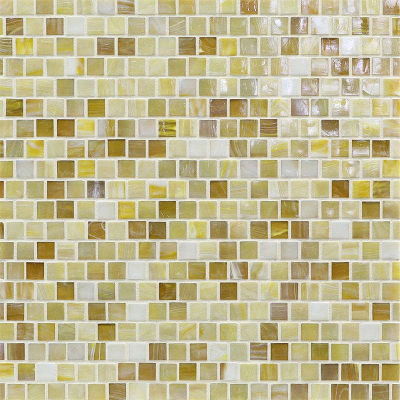 Lemon Meringue Iridescent, 5/8" x 5/8" Glass Tile | Murrine Mosaics