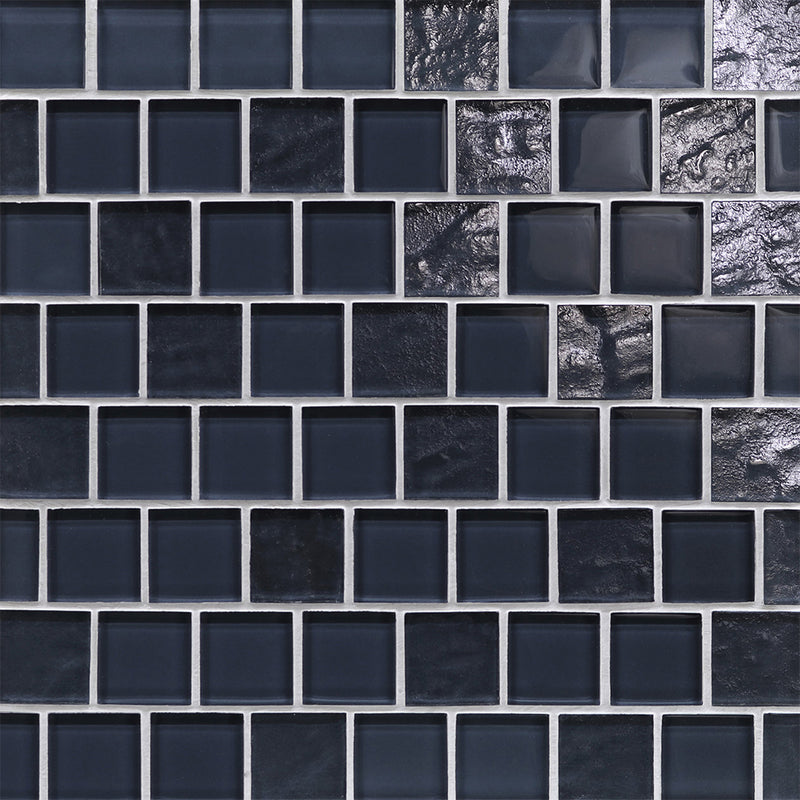Blue Stream Mixed, 1-1/2" x 1-1/2" Mosaic Tile | Glass Pool Tile 