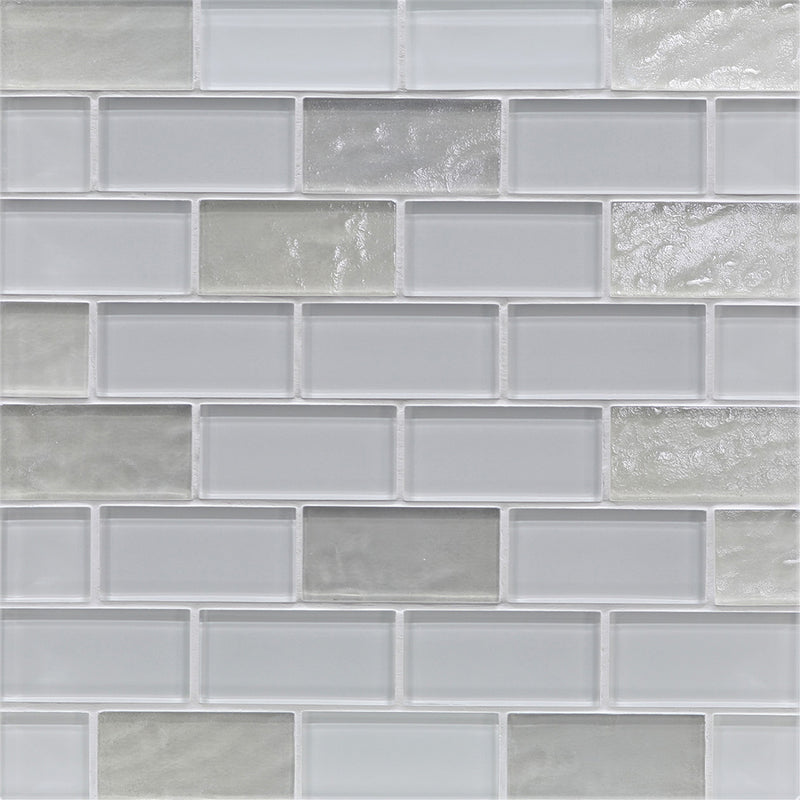 Mist Mixed, 1-1/2" x 3" Glass Pool Tile | Murrine Mosaics