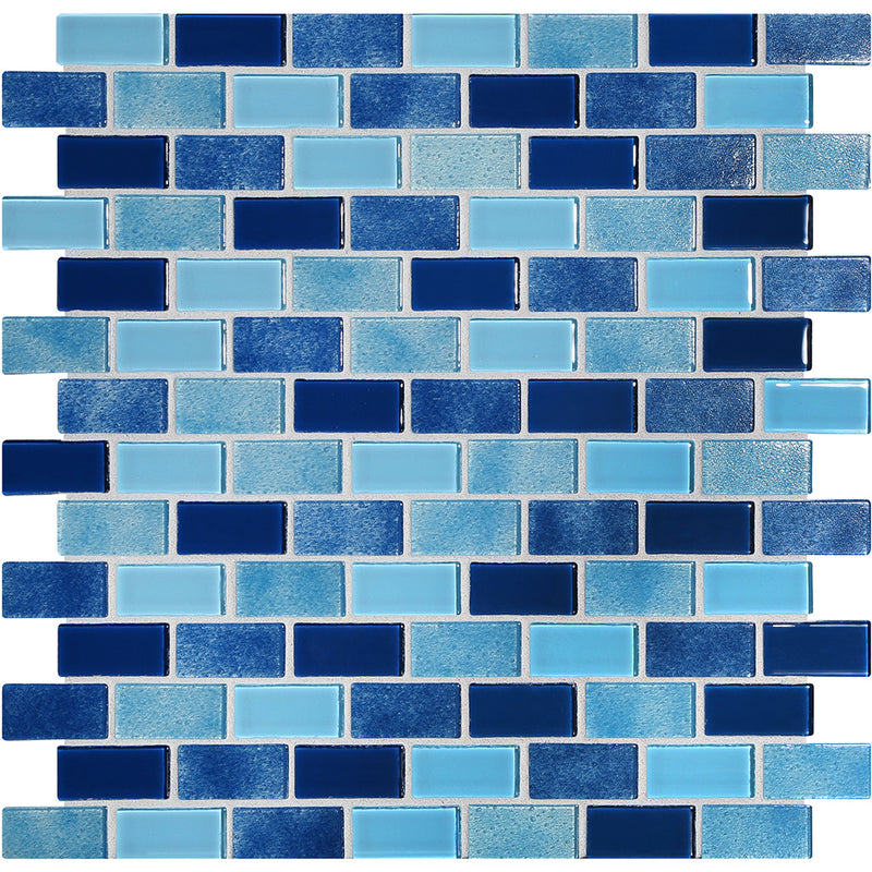 High Tide Natural, 3/4" x 1-5/8" Glass Pool Tile | Murrine Mosaics