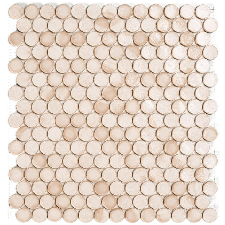 Coral 1 Barrels, 6/8" Glass Penny Round Mosaic by SICIS