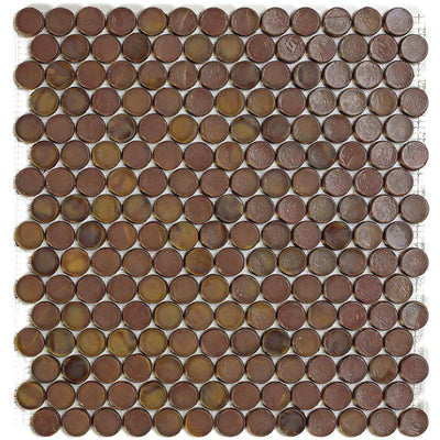 Milk Chocolate Barrels, 6/8" Glass Penny Round Mosaic by SICIS