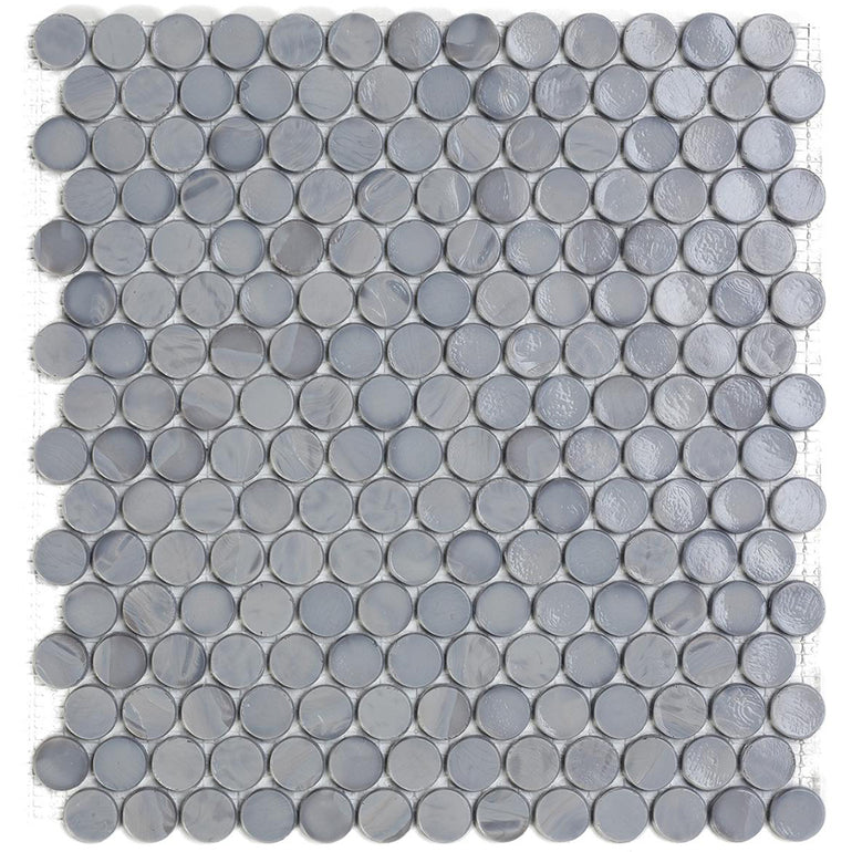 Titanium 2 Barrels, 6/8" Glass Penny Round Mosaic | Pool Tile by SICIS