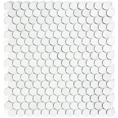 White Barrels, 6/8" Glass Penny Round Mosaic | Pool Tile by SICIS
