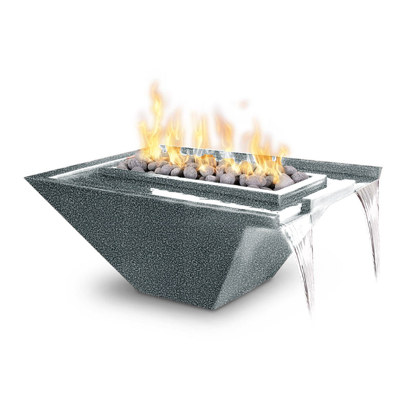 Nile 30" Fire and Water Bowl, Powder Coated Metal | The Outdoor Plus-Silver vein