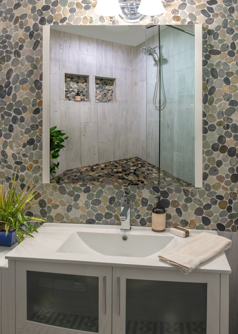 Stone Mosaics - Olive Mix - Shaved Pebble Tile