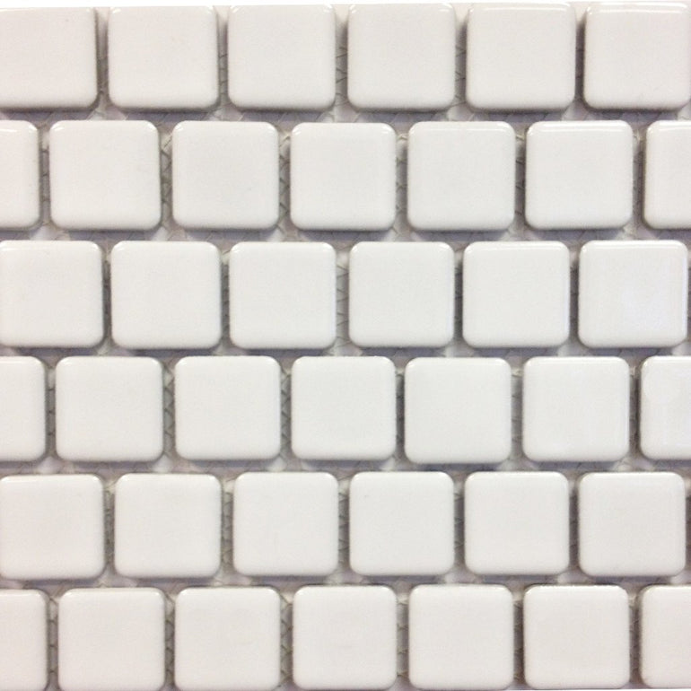 PEB-102 - White, 1" x 1" - Porcelain Pool Tile - Fujiwa
