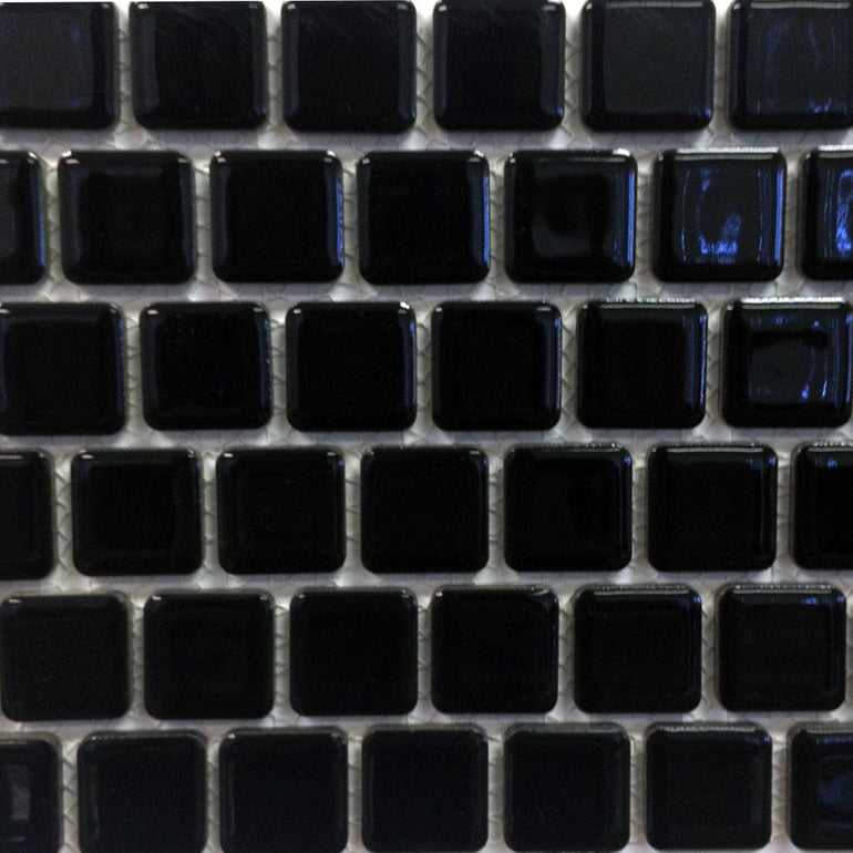PEB-114 - Black, 1" x 1" - Porcelain Pool Tile - Fujiwa