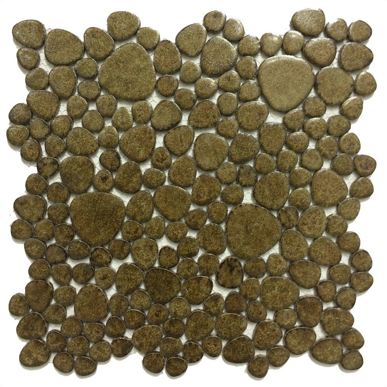 PEBBLE-90 - Bronze, Mixed - Porcelain Pool Tile - Fujiwa