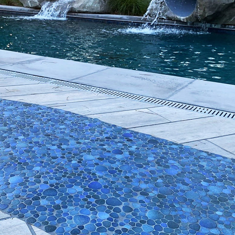 Jade Blue, Mixed | PEBBLE-93 | Fujiwa Porcelain Pool Tile