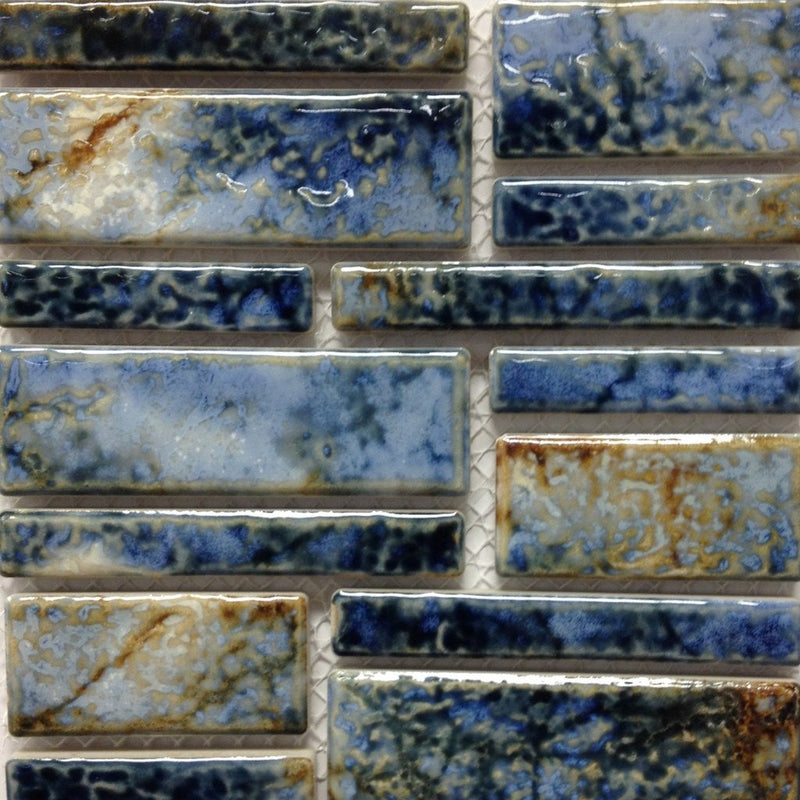 PILOS-402 - Autumn Blue, Random Block - Porcelain Pool Tile - Fujiwa