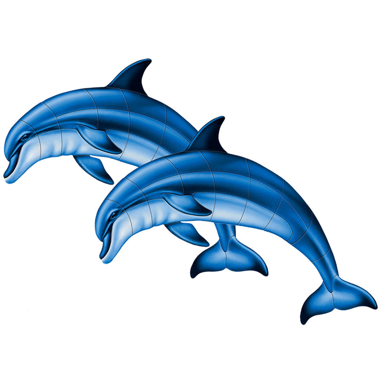Double Bottlenose Dolphin-A | PORC-BD1D-36 | Pool Mosaic