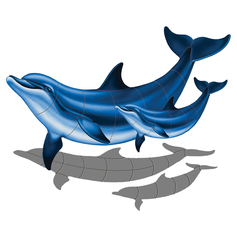 Double Bottlenose Dolphin-B with Baby w/Shadow | PORC-BD2DB-36/SH | Po‚Ä¶