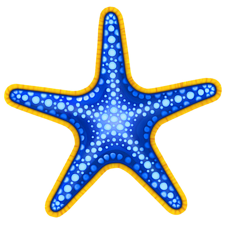 PORC-BY105-7	Blue and Yellow Starfish	| Custom Mosaics Pool Mosaic