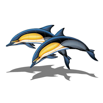 PORC-CD50D-42/SH Common Dolphin - A Double w/Shadow Custom Mosaics