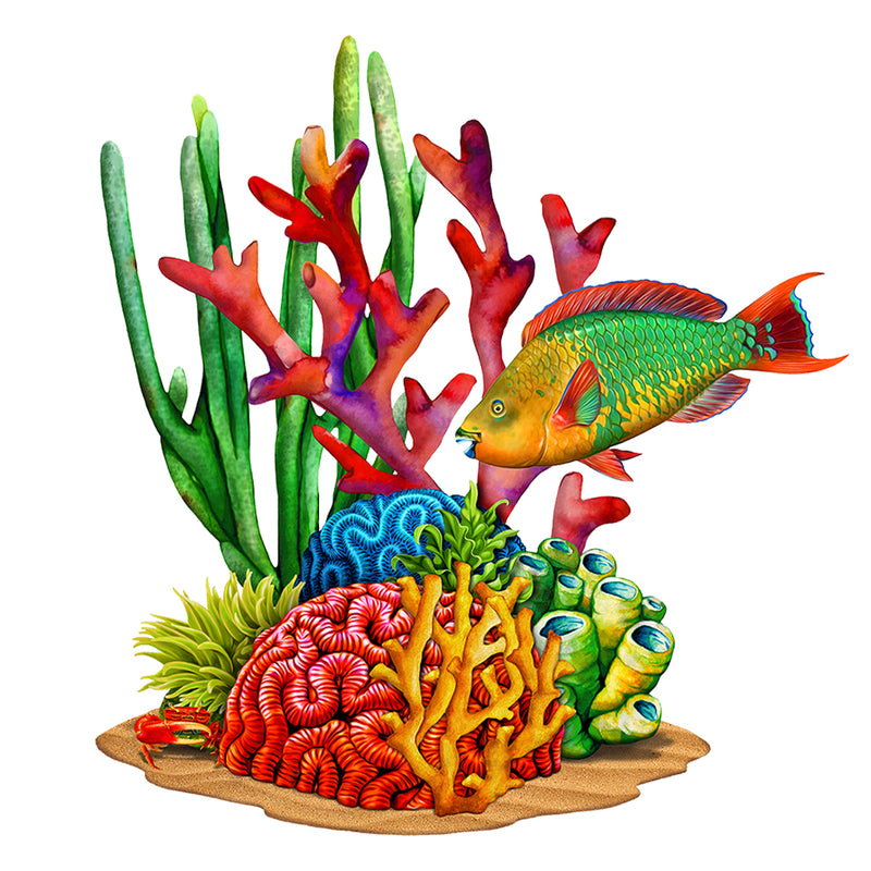 PORC-CP91	Coral with Parrot Fish	| Custom Mosaics Pool Mosaic