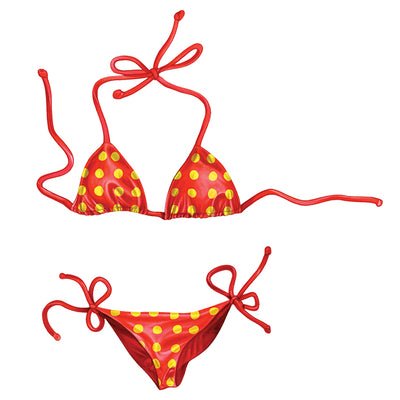 PORC-PB59 Polka Dot Bikini - Red & Yellow Custom Mosaics