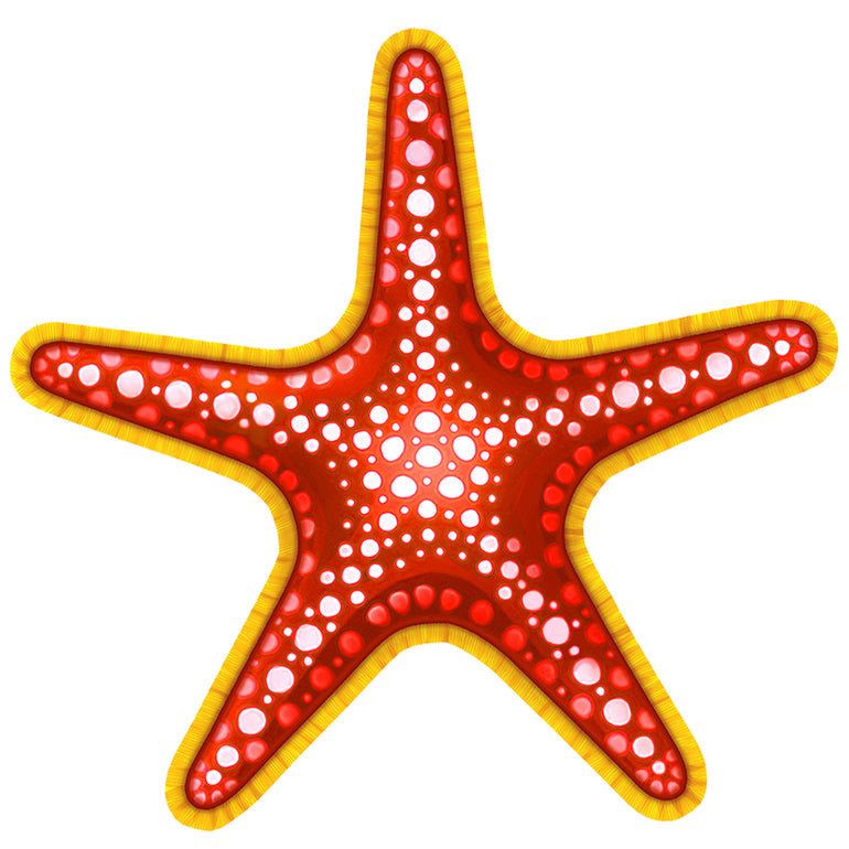 PORC-RY104-7	Red and Yellow Starfish	| Custom Mosaics Pool Mosaic