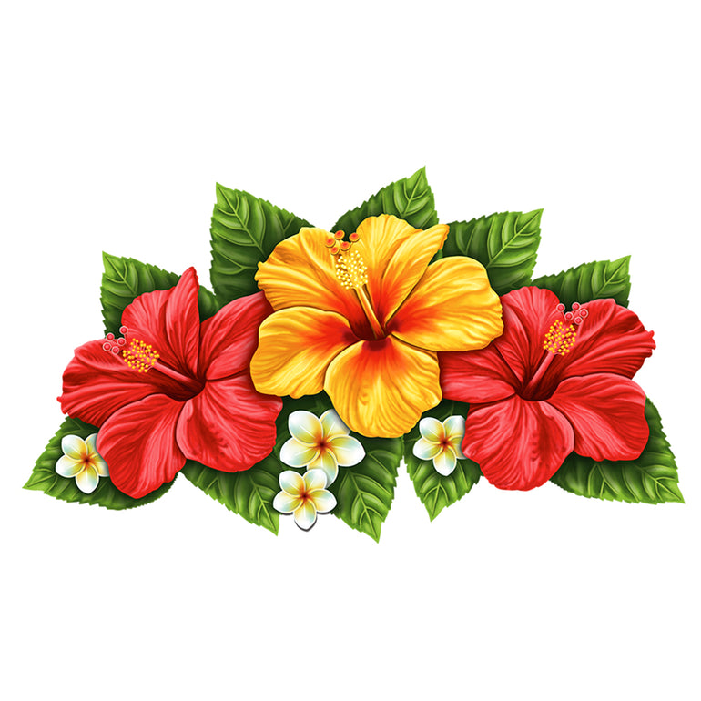 PORC-TH55 Triple Hibiscus Flower - Red & Yellow Custom Mosaics