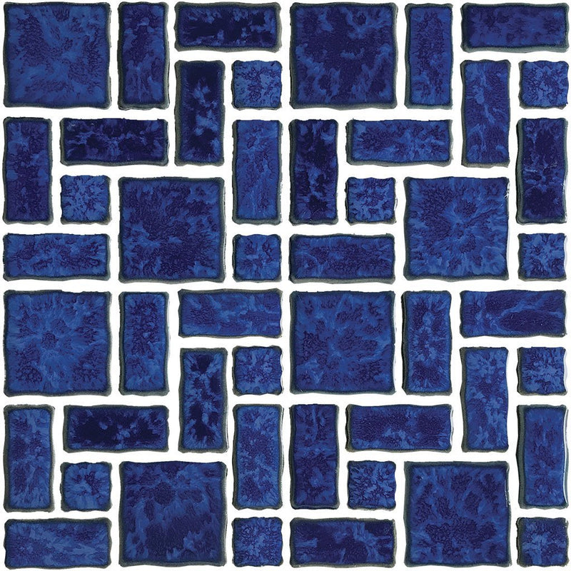 POWPLTMR344PT Aquatica Pacific Blue, Mixed Mosaic - Porcelain Pool Tile