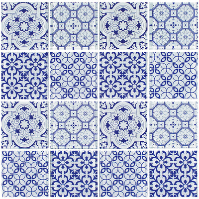 Azul Blue, 3" x 3" Glass Tile | FINPATCAZUL33 | Tesoro Mosaic Tile