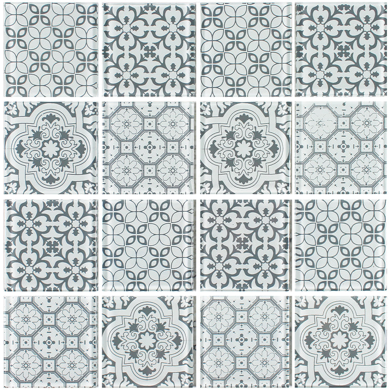Cinza Gray, 3" x 3" Glass Tile | FINPATCCINZA33 | Tesoro Mosaic Tile