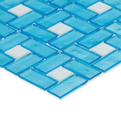 White 1" x 1" and Zircon 1" x 2", Pinwheel Pattern Glass Tile