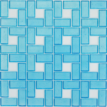 White 1" x 1" and Zircon 1" x 2", Pinwheel Pattern Glass Tile
