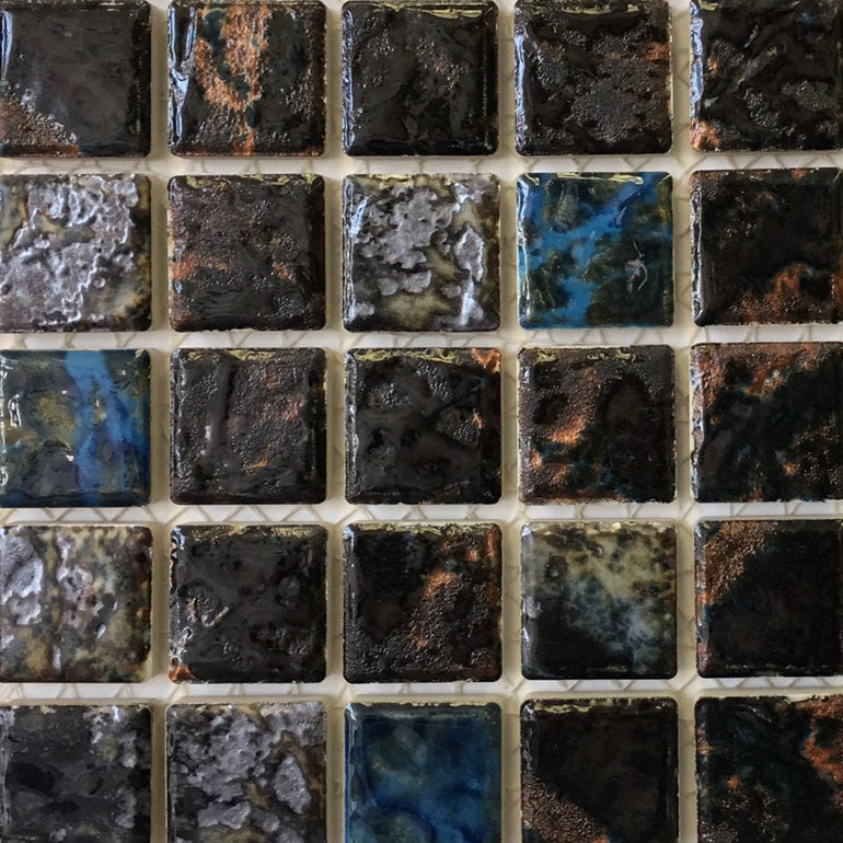 SAGA-134 - Bronze Blend, 1-1/8" x 1-1/8" - Porcelain Pool Tile - Fujiwa
