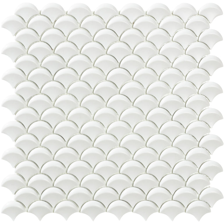 White Glossy 3D Fish Scale Mosaic | Soul Extreme Collection by Vidrepur