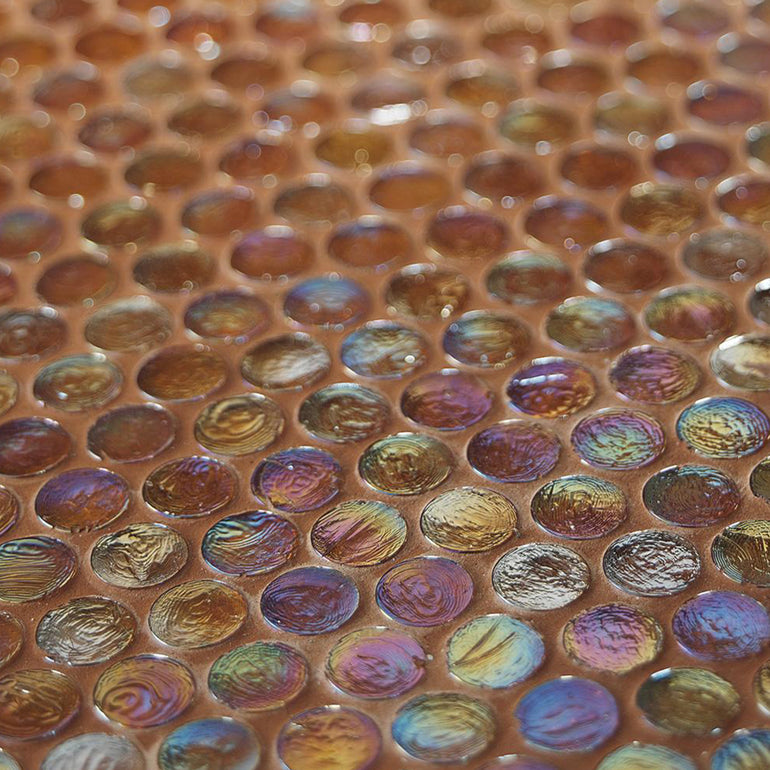 Jute Barrels, 6/8" Glass Penny Round Mosaic by SICIS