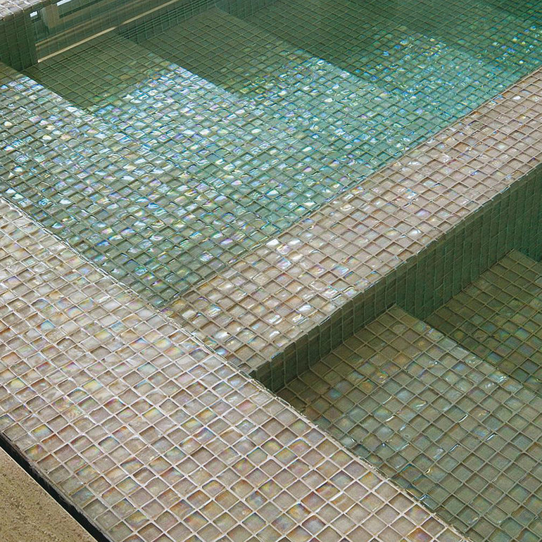 Flax Cubes, 7/8" x 7/8" Glass Tile | Mosaic Pool Tile by SICIS