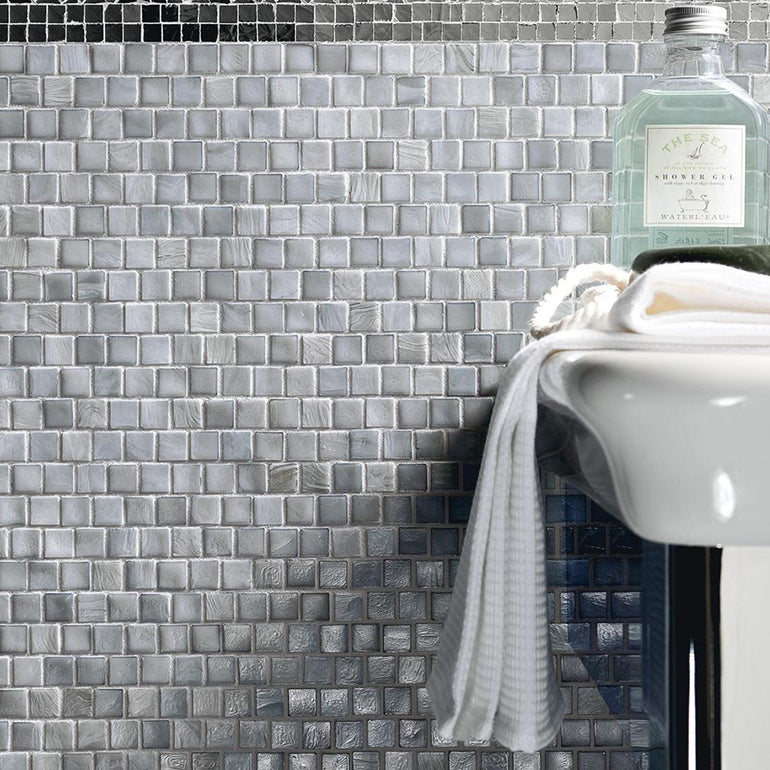 Slate, 5/8" x 5/8" Glass Tile | Mosaic Pool Tile by SICIS