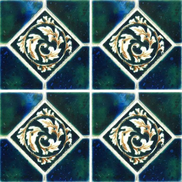 STAK-338 - Fujiwa Crystal Emerald Blue, 6" x 6" Deco - Porcelain Pool Tile