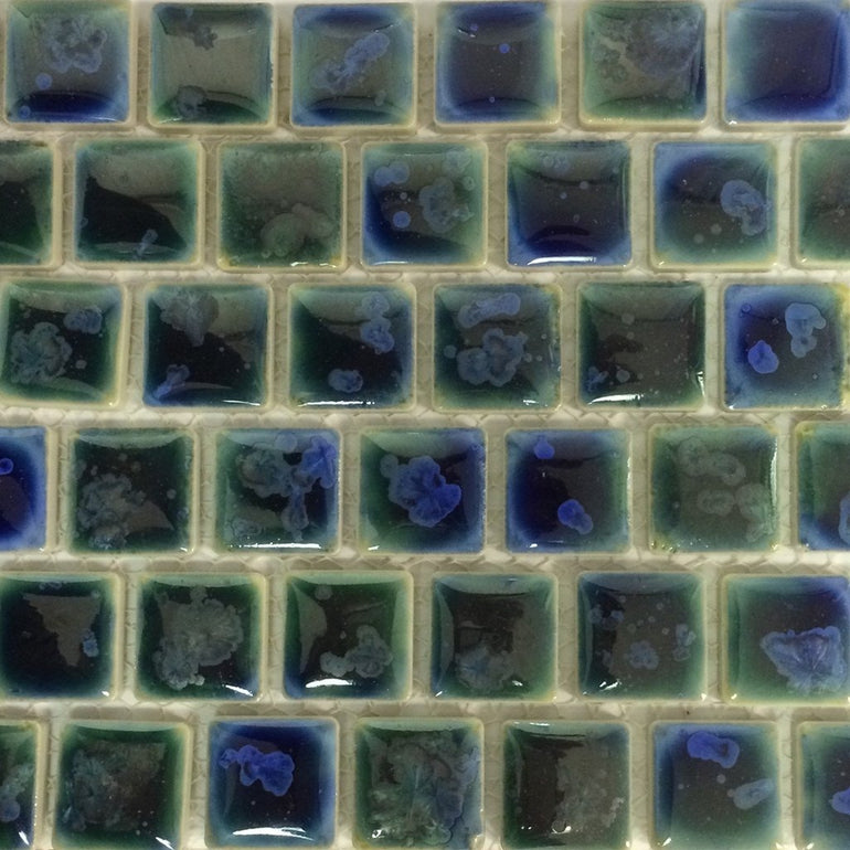 STQ-338 - Crystal Emerald Blue, 1" x 1" - Porcelain Pool Tile - Fujiwa