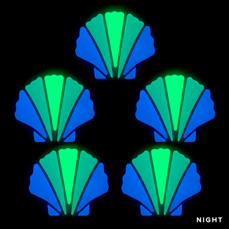 Scallop Shell x 5 - Glow in the Dark Pool Mosaics | Element Glo