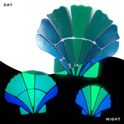 Scallop Shell Family Pool Mosaic | Glow in the Dark Pool Tile by Element Glo