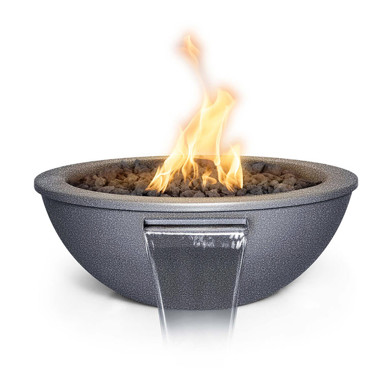 Sedona 27" Fire and Water Bowl, Powder Coated Metal | The Outdoor Plus-SILVER VEIN