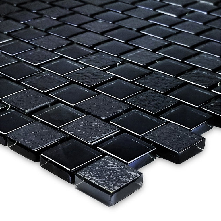 Black, 1" x 1" Glass Mosaic Tile | SS82323K1 | Signature Series Glass Pool Tile by Artistry in Mosaics