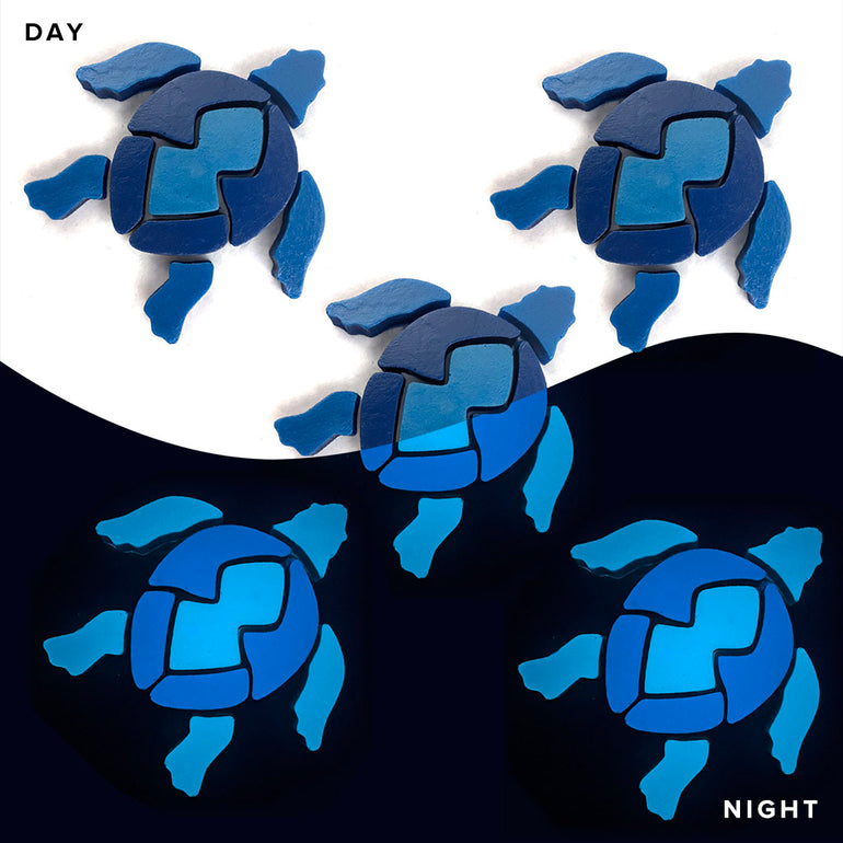 Swimming Turtle x 5, Blue | STU-S-B-5 | Glow in the Dark Pool Mosaics