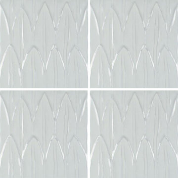 Bianco Deco Foglia, 6" x 6" Tile | EMCSOLGBIANCODC | Porcelain Pool Tile