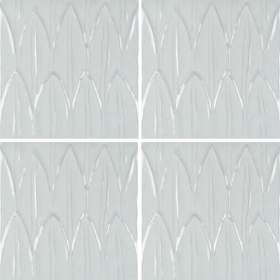 Bianco Deco Foglia, 6" x 6" Tile | EMCSOLGBIANCODC | Porcelain Pool Tile